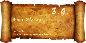Boda Géza névjegykártya