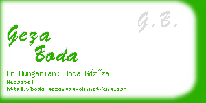 geza boda business card